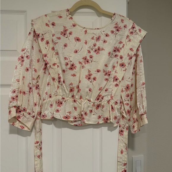 Zara Tops - Zara Cream and Red Floral Blouse